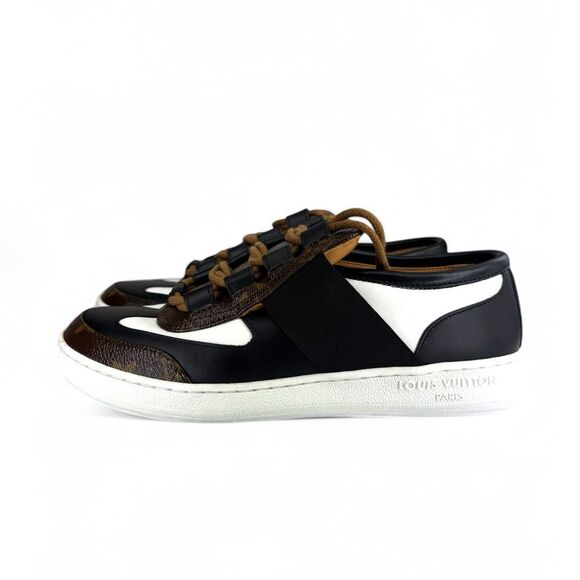 LOUIS VUITTON Black & Brown  LV Monogram Leather Sneakers EU37 - Picture 10 of 16